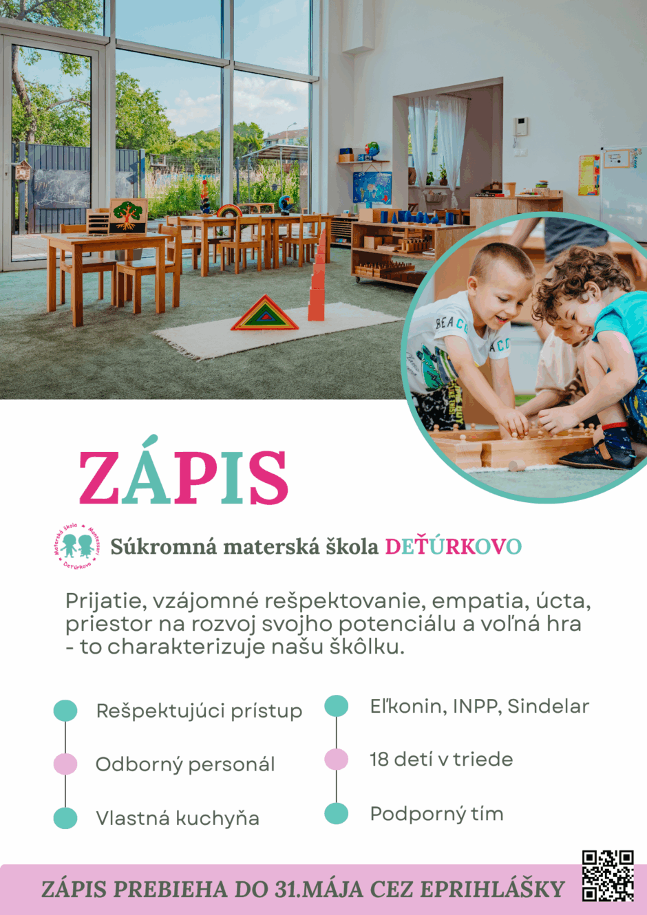 Interiér škôlky DEŤÚRKOVO v Prešove počas zápisu na školský rok 2026/2027